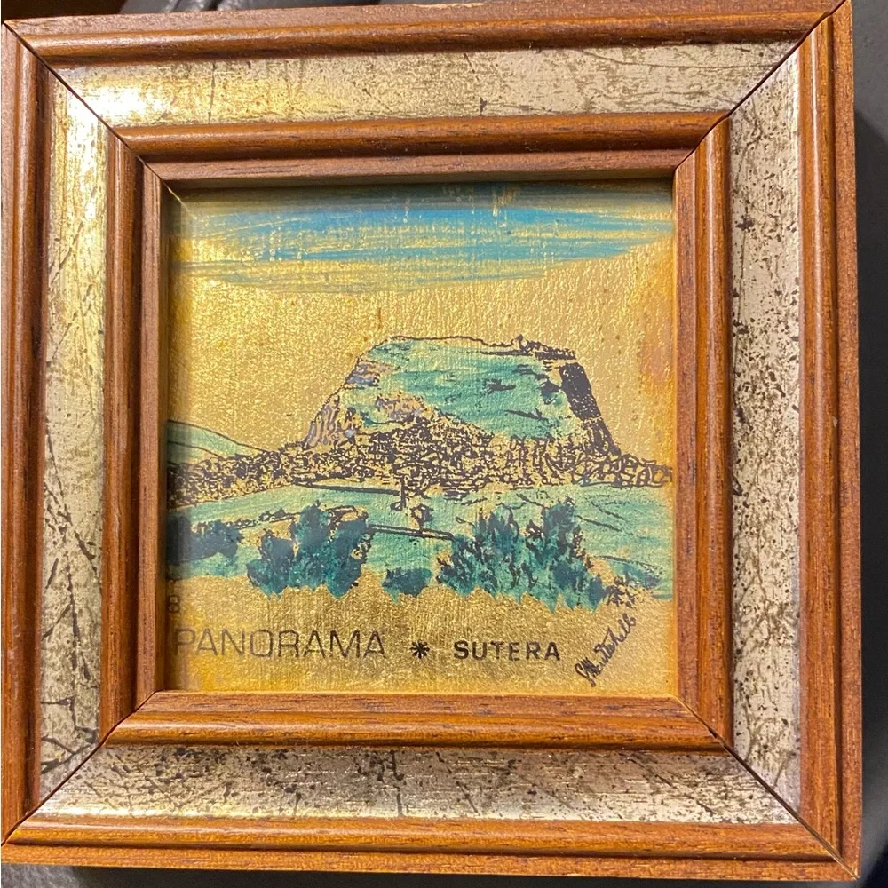 Mini Picture Hand Painted 23 K Gold Leaf Signed Italian Florentine Wall Gallery